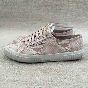 Superga Pink Reptile Lace Up Low Top Sneakers Shoes 9.5